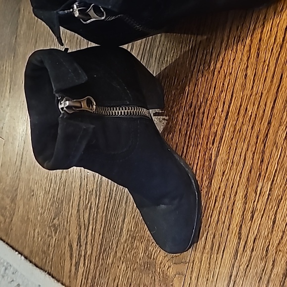 Sam Edelman sz 6 Louie Black Suede Leather Fringe Booties Western - Picture 4 of 7